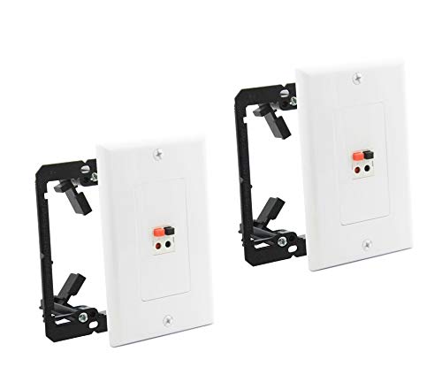 DIYTECH Premium 1 Speaker Wall Plate, Speaker Plug, Supports 1 Speaker Configurations, Speaker Port for Wall Speaker Wire, Speaker Wire in Wall, Wire Wall Plate - (2 Pack White w/Bracket) - color: 2 Pack w/Bracket White