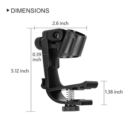 Adjustable Drum Rim Mic Clips, Microphone Mount Clamp (Pack of 2) | Rim-Mount Mic Clips Position Microphones Without a Floor Stand, Check Drum Rim and Microphone Fit Before Purchase