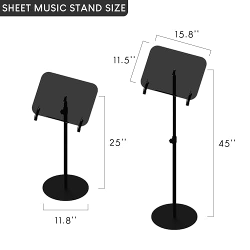 Black Acrylic Podium with Adjustable Height Small Acrylic Podium Stand Black Music Stands Book Stand for Reading Floor Holder Stand with Page Paper Clip for Cookbooks Music