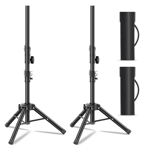 Small Speaker Stands 2 Pack, 24-50 Inch Height Adjustable Speaker Tripod Stand Pair, Lightweight 35mm Compatible Insert, Support 55 LB with 2 Storage Bags - size: Pack 2
