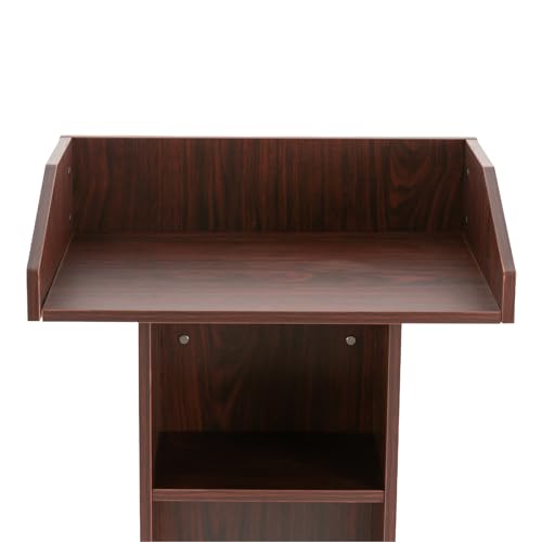 43.3 Inches Pulpit with Wooden Heavy Base, 3-Tier Movable Church Pulpit Portable Podium Stand for Lectern eith 4 360° Swivel Wheels in Conference Rooms, Schools, Classrooms, Meeting Halls - color: Brown(22*15.3*43.3in)