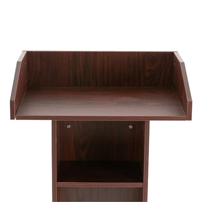 43.3 Inches Pulpit with Wooden Heavy Base, 3-Tier Movable Church Pulpit Portable Podium Stand for Lectern eith 4 360° Swivel Wheels in Conference Rooms, Schools, Classrooms, Meeting Halls - color: Brown(22*15.3*43.3in)