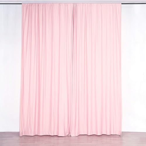 Efavormart 2 Pack 10ft x 10ft Blush Rose Gold Fire Retardant Scuba Backdrop, Luminous Wrinkle-Free Curtain Panels for Bridal Showers and Glamorous Events - color: Blush