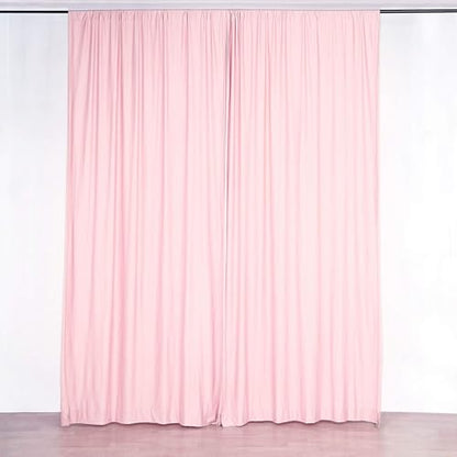 Efavormart 2 Pack 10ft x 10ft Blush Rose Gold Fire Retardant Scuba Backdrop, Luminous Wrinkle-Free Curtain Panels for Bridal Showers and Glamorous Events - color: Blush