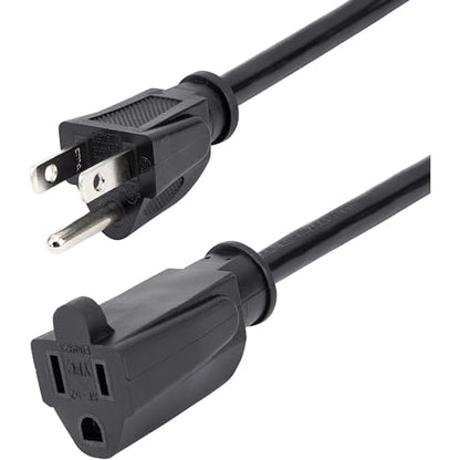 StarTech 15ft Power Extension Cord, 13A 125V, 16AWG, Black (PAC10115) - size: 15 ft, style: 16 AWG/13A/125V