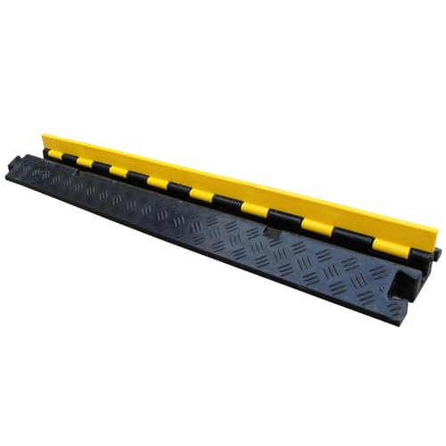 Kable Kontrol Atlas Heavy Duty Cable Protector Ramp - 1 Channel - 1 Pcs - 39" Long Black & Yellow - 24,000 Lbs Capacity - Rubber Speed Bump Wire Protector Cord Cover - CP9896 - size: 1 Channel - 39" - 1 Unit