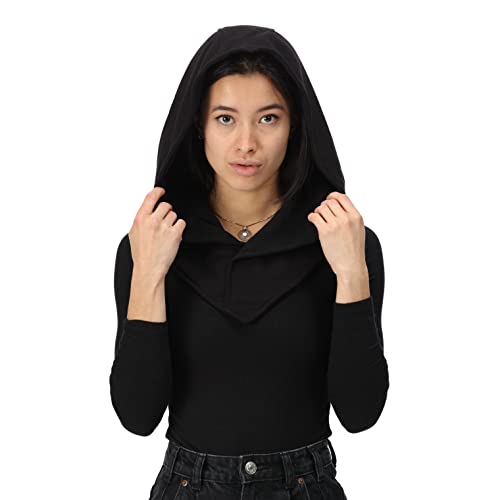 Assassin Hood and Mask Cotton Ninja Balaclava Adaptable Hoodie Casual Ren Faire Cosplay LARP Costume Cowl - color: Black