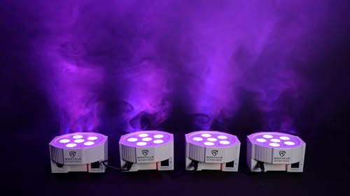 Rockville Battery PAR 61 White RGBWA+UV Wash Light 2-Pack with RLB90 Bag | 10-15-Hour Rechargeable Battery, 5000mA, DMX, 6x6W LEDs, IR Remote, Sound Activated, Strobe, RLB90 Travel Bag, DJ, 3-Items