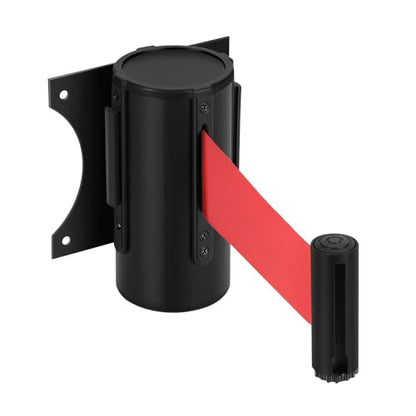 Flexzion Crowd Control Retractable Belt Barrier - 10Ft 3m Wall Mounted Safety Barrier Belt, Queue Line Dividers with Nylon Rope Belt & Sturdy Steel Red Case for Indoor/Outdoor Use - size: 1 Pack