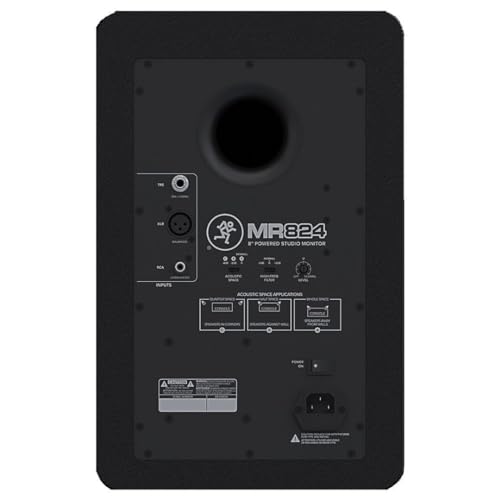 Mackie MR824 -Channel Studio Monitor | Audio production and mixing with 8 inch woofer, 85W power and XLR, TRS and RCA inputs - size: 8-inch, style: Monitor Speaker