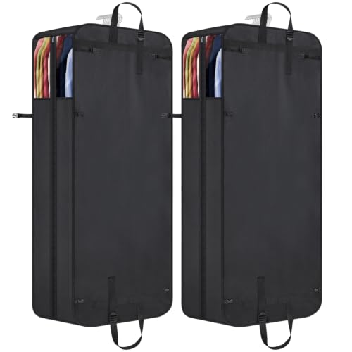 Univivi Garment Bag for Moving, Heavy Duty Suit Bag, 60 Inch, Set of 2 | Large Travel Bag for Moving, Non-woven Fabric, Suit Cover with Clear Window, Handles and Buckle Straps for Suit, Coat, Jacket - size: 24"X60"- 2pcs