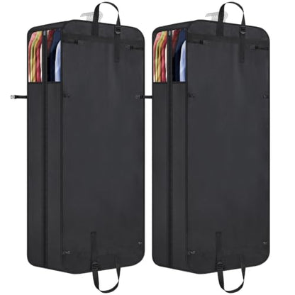 Univivi Garment Bag for Moving, Heavy Duty Suit Bag, 60 Inch, Set of 2 | Large Travel Bag for Moving, Non-woven Fabric, Suit Cover with Clear Window, Handles and Buckle Straps for Suit, Coat, Jacket - size: 24"X60"- 2pcs