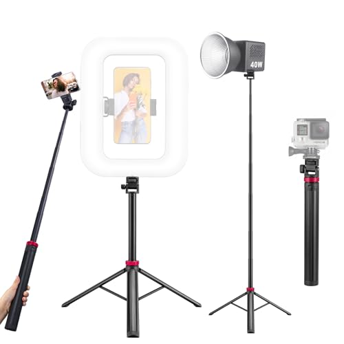 Tripod Stand Aluminum 80 inch Extendable Portable Adjustable Light Stand with 1/4" Screw Camera Phone Tripod for for DSLR Camera, Ring Light, Video Rig,Up Load 2.2LBS