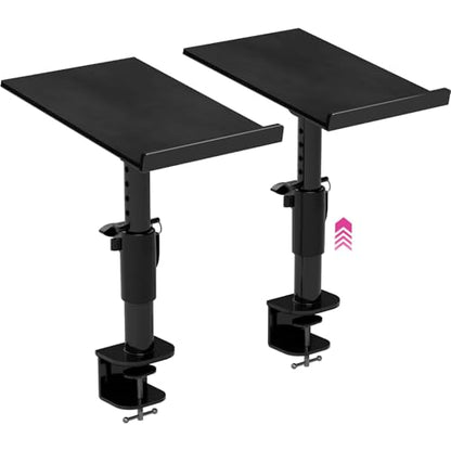 Liquid Stands Studio Monitor Stands - Music Studio Desktop Speaker Stand - 2 Pack 12x9 Clamp-on Adjustable Short or Tall Speaker Support for Music Booth Desk Audio Monitor Stand Mount with Tilt