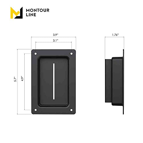 Montour Line WM115 Wall Mounted Retractable Belt Barrier with Standard Belt End, Recessed Mount, Black Casing (8.5 ft Dark Grey Belt) - color: Dark Grey, size: 8.5 ft