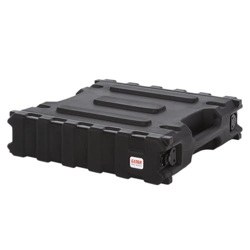 Gator Cases Pro Series 2U Rack Case with Standard 19" Depth, Roto Molded Made in USA (G-PRO-2U-19) | Made in the USA Molded Hard Shell Front & Rear Threaded Rack Rails Side Carry Handles - size: 2U Rack Space, style: Standard - 19" Deep