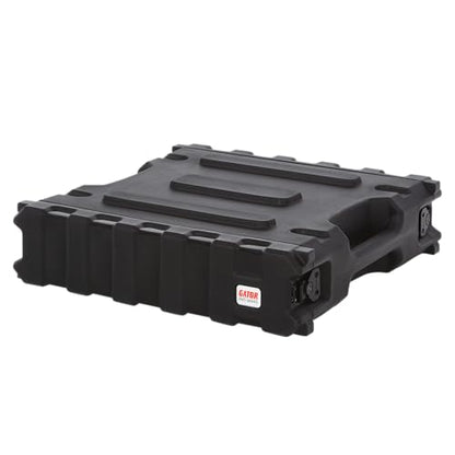 Gator Cases Pro Series 2U Rack Case with Standard 19" Depth, Roto Molded Made in USA (G-PRO-2U-19) | Made in the USA Molded Hard Shell Front & Rear Threaded Rack Rails Side Carry Handles - size: 2U Rack Space, style: Standard - 19" Deep