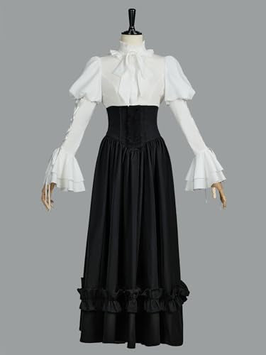 daizbella Victorian Dress for Women 2-Piece Victorian Blouse Skirt Set 1800s Edwardian Dress Medieval Costume - size: Small