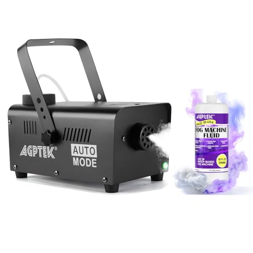 AGPTEK Fog Machine with Wireless Remote & Automatic Spray Function with 32oz Smoke Fog Liquid for Halloween, Christmas, Wedding, Parties, DJ Performance & Stage Show