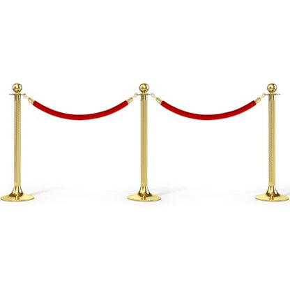 PATIKIL 8 Feet Red Velvet Stanchion Rope, Crowd Control Barrier Rope with Snap Hooks for Posts Stands Queue Divider of Hotel Theater, Golden - color: Red, size: 8 Feet
