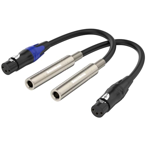 Smithok 2 Pack XLR to 1/4" Cable,Balanced 3 Pin XLR Female to 1/4 Quarter inch TRS 6.35mm Female Stereo Audio Adapter - 1 Feet (30 cm) Black