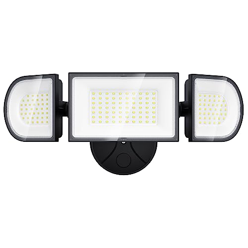 iMaihom 100W Flood Lights Outdoor, 9000LM Ultra Bright LED Flood Light Outdoor, 3 Adjustable Heads Security Lights, IP65 Waterproof Outside Flood Light, 6500K Floodlight for Yard Garage Court (Black)