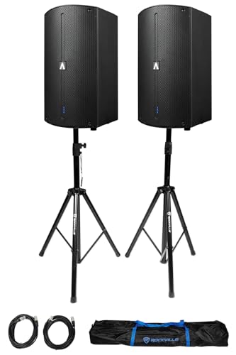 Audiosavings Bundle: (2) Avante Audio A10X 1000 Watt 10" 2-Way Powered Active DJ PA Speaker Bundle with Pair of Rockville Adjustable Tripod Speaker/Light Stands+(2) 20 Foot XLR Cables (3 Items)
