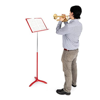 Manhasset Music Stand for Sheet Music - 48 Symphony Model Glossy Red - 4801RED - Long Lasting, Durable Stand - Adjustable Height - 20" by 12 | Long Lasting Durable Manhasset Stand, Adjustable Height, 20" x 12" Desk, Classroom, Orchestra and Band Use - col