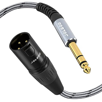 JOLGOO 1/4 Inch TRS to XLR Cable, Balanced 6.35mm TRS Plug to 3-pin XLR, 15 Feet Microphone Cable - size: 15 Feet, style: 1/4 TRS Male to XLR Male