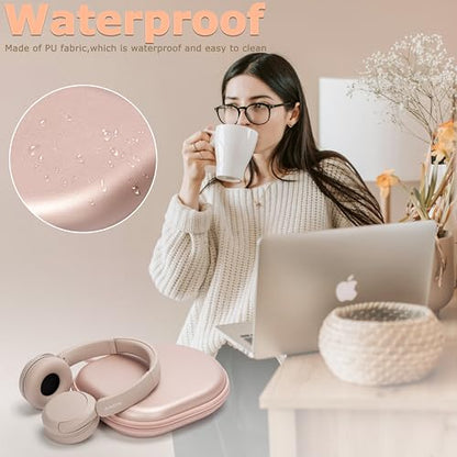 Ginsco Case Compatible with JBL Tune 510BT/520BT/500BT/Junior 320, with Sony WH-CH520/510, Ultra-Slim Hard Shell Waterproof Headphone Case for On Ear Headphones (Rose Gold) - color: Rose Gold