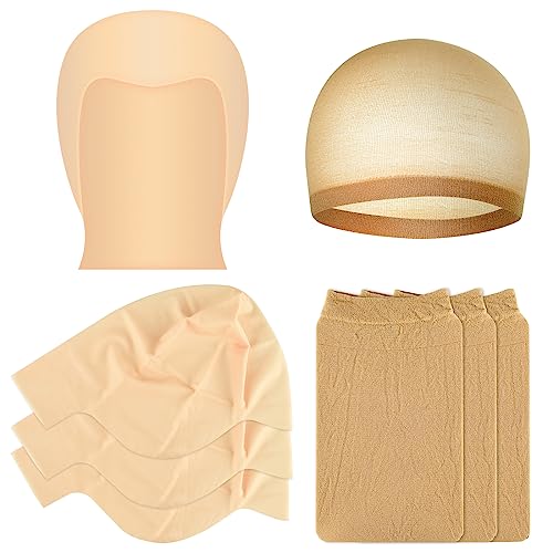 Bald Cap Halloween, 2Pcs Nylon Wig Caps 2Pcs Latex Makeup Bald Cap for Adults Women Men Costume Accessory for Theme Halloween Party Cosplay - style: Style a