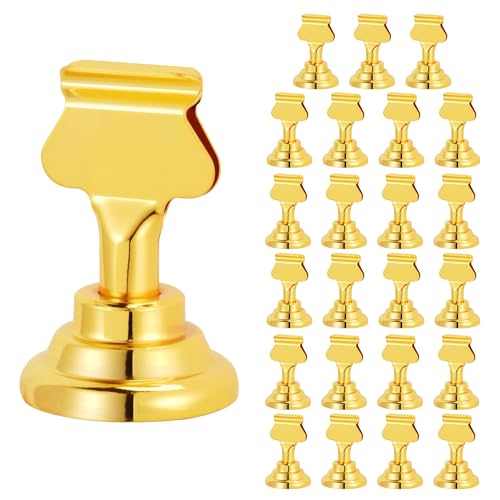 ERYTLLY 24 PK Place Card Holders 1.7 inches Table Card Holder Steel Card Holders for Weddings,Birthdays,Photos, Memo Notes, Restaurants (Gold 24PK) - color: Gold 24PK