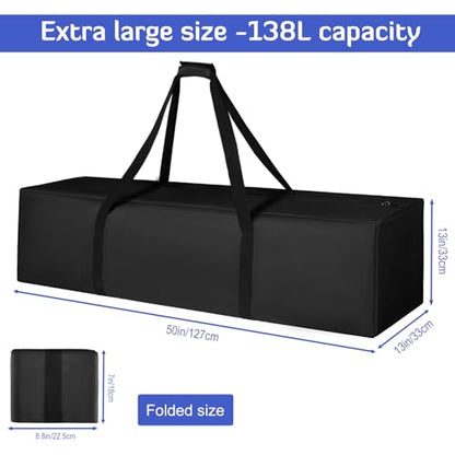 INFANZIA 50in Large Travel Duffel Bag, 600D Water Resistant Foldable, 138L | Sport Luggage Bag with Upgrade Zipper, Foldable Equipment Storage Bag, for Moving Camping Tent Tripod Fishing - size: 50x13x13 inch