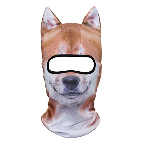 WTACTFUL 3D Animal Ears Balaclava, Breathable Face Mask for Halloween | Stand-Up Ears, Windproof Dustproof, Quick-Dry, No Fade Print, Soft, for Music Festivals Raves Ski Snowboard Moto Party - color: Shiba Inu Meb-03