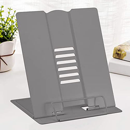 Large Book Stand for Desk Reading Hands Free, MSDADA Adjustable Book Holder - color: Grey
