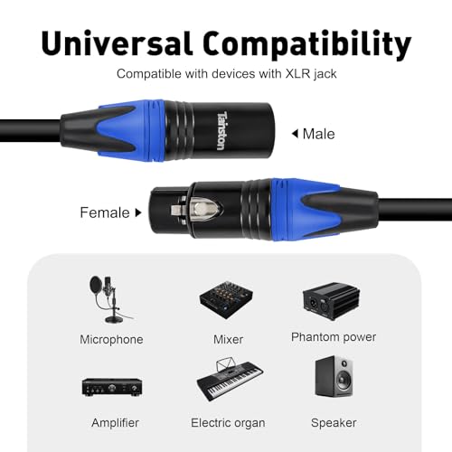 XLR Cable 75 Feet Premium XLR Microphone Cable 3-Pin Balanced Microphone Mic Cord Male to Female XLR Speaker Cable - size: 75 FT
