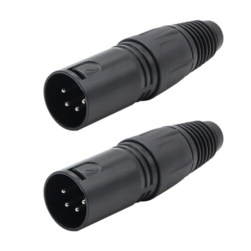 4-Pin XLR Cable Connector XLR 4 Pin Male Plug Connector Mic Cable Plug Connector Audio Adapter for Microphone, mixers, Black, 2 Pack - style: 4 Pin XLR Male