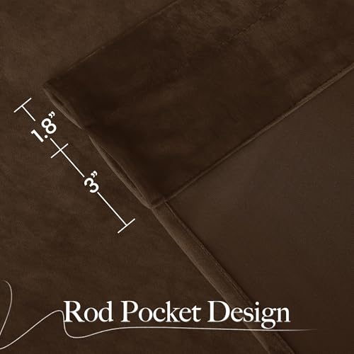 NICETOWN Brown Velvet Room Darkening Curtains 90 inches Long Set of 2 - color: Brown Series - Brown, size: 52"W x 90"L (Pack of 2)