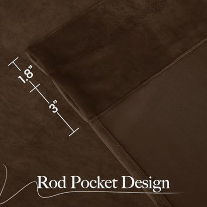 NICETOWN Brown Velvet Room Darkening Curtains 120" Length Rod Pocket Top - color: Brown Series - Brown, size: 52"W x 120"L (Pack of 2)
