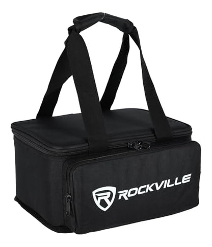 Rockville MINI HALO x12 Bag - Fits Up To 12 MINI HALO or Similar DJ Lights (CAN 2.0) | Removable Dividers, Foam Padded, Semi-Rigid Shell, Zippered Front Pocket, Dual Carry Handles, Fits Similar Lights - style: Bag for 12 Lights