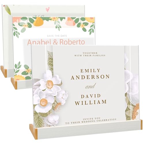 3 Pack Acrylic Sign Holder 8.5X11 for Wedding Anniversary Party, Horizontal White Tabletop Sign Display for Business Restaurant/Hotel/Office Meeting Events Information Holder - size: 11X8.5 L