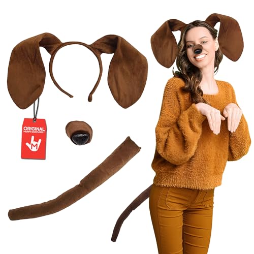 Morph Unisex-Adult Puppy Floppy Dog Ears Headband, Nose and Tail Set, Accessory Kit for Costume Events & Party - color: Brown