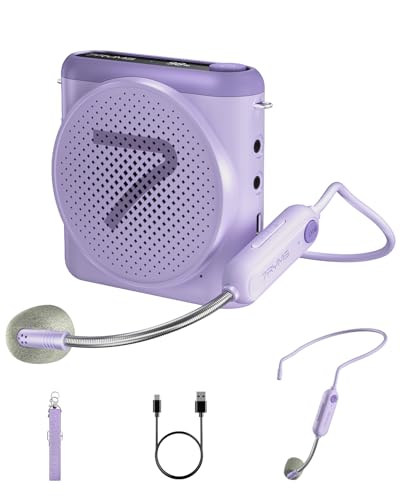 7RYMS WA1 Wireless Voice Amplifier with Headset Microphone for Teachers | Noise Cancellation, 23H Working, 164ft Range, Personal PA System for Teaching, Speech, Training Outdoor, Tour Guide, Yoga - color: Wireless Headset Mic(Purpel)