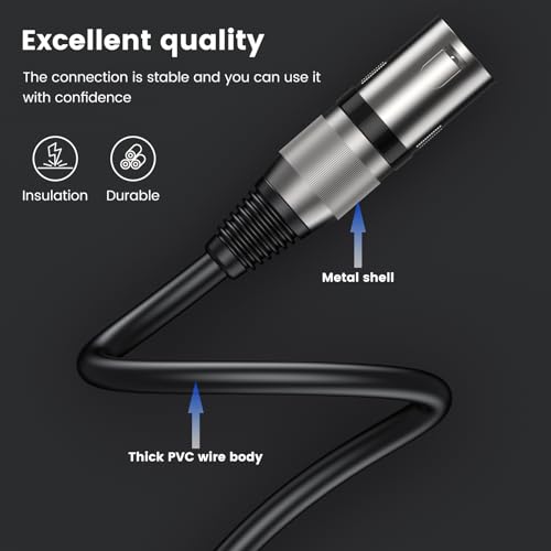 MOSWAG 1/4" to XLR Cable, 6.35mm TRS to XLR Male Balanced Cable, 6.6FT/2M - size: 6.6FT/2M