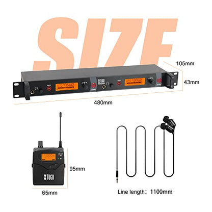 XTUGA RW2080 Wireless in Ear Monitor System,4 Bodypacks UHF IEM(572-599Mhz) - style: RW2080 4 Bodypacks