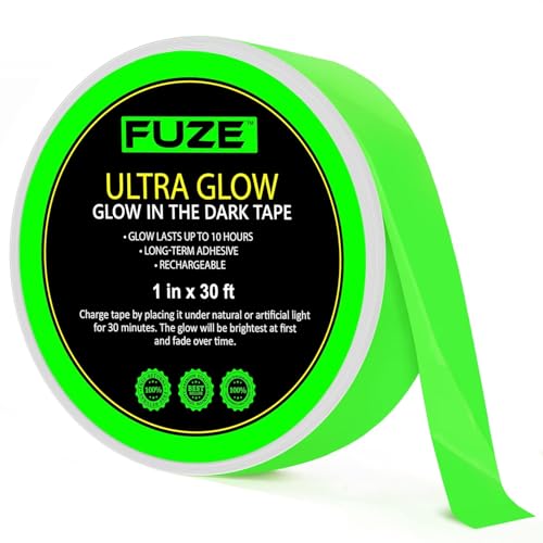 Glow in The Dark Tape 30 Ft x 1 Inch – 1 Pack for Halloween & Night Decor | Bright Glow Tape – Rechargeable, Reflective – Ideal for Stairs, Halloween, Christmas, Night Decor & Home Marking - style: Best Seller (30 Ft x 1 in)