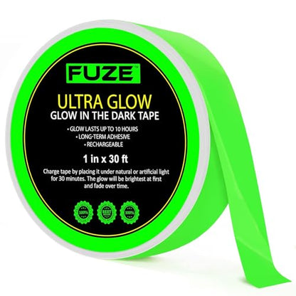 Glow in The Dark Tape 30 Ft x 1 Inch – 1 Pack for Halloween & Night Decor | Bright Glow Tape – Rechargeable, Reflective – Ideal for Stairs, Halloween, Christmas, Night Decor & Home Marking - style: Best Seller (30 Ft x 1 in)