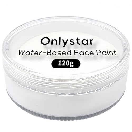 120g Large White Face Paint – 4X Volume of 30g, Water Activated Face Makeup for Halloween Clown Cosplay, Non Toxic Professional SFX Body Paint for Kids Adults – Long Lasting & Easy Wash - color: white