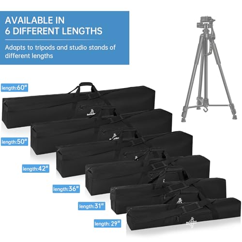TORIBIO Tripod Carrying Case, 28x4.5x4.5in Heavy Duty Tripod Bag with Shoulder Straps and Handles, Multifunctional Monopod Case for Music Stand, Lights, Speakers, Cameras, Booms, Microphone Stands - size: 28 x 4.5 x 4.5 in