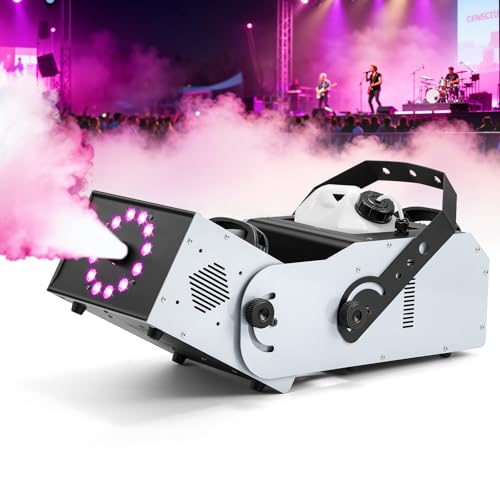 3000W Professional Fog Machine 180° Adjustable Nozzle, Haze＆Smoke Machine Vertical with Remote & Wired Control, 12 RGB LED Lights & 3L Tank for Parties, DJ, Stage, Clubs, Events